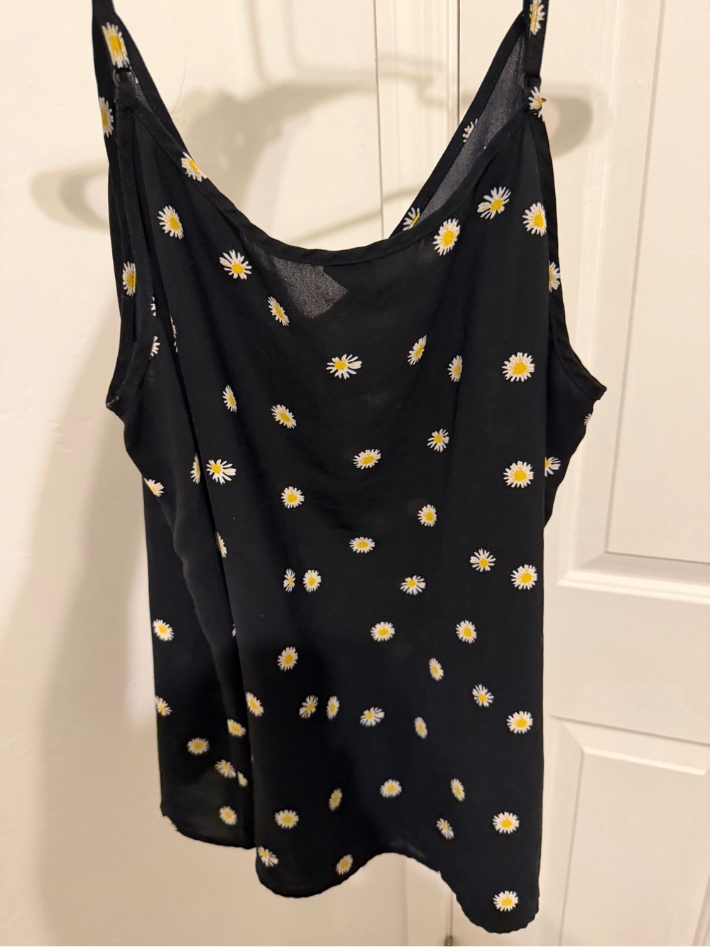 Daisy Print Black Spaghetti Strap Cami - Picture 3 of 4